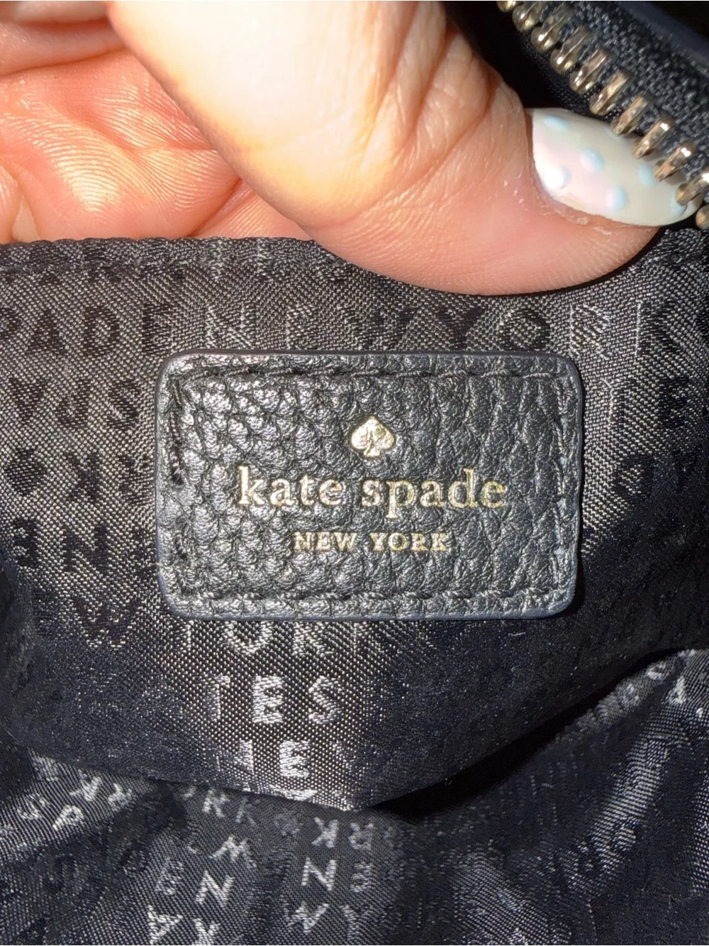 kate spade Black Pebbled Leather Crossbody Bag with Gold Logo